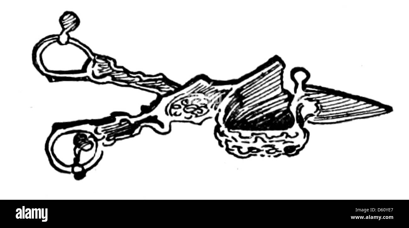 Un'edizione del 1905 di "A Christmas Carol" di Charles Dickens abbinata a "The Cricket on the Hearth", con illustrazioni e testi tratti da queste storie classiche. Il libro include immagini di cesoie come parte della narrazione o delle illustrazioni. Foto Stock