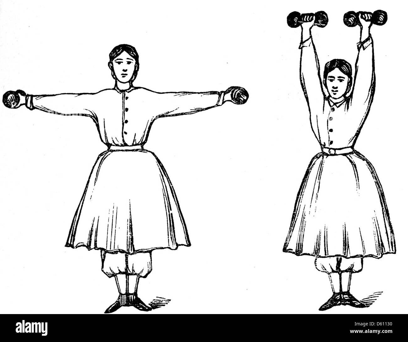 Questo manuale 1864 fornisce istruzioni per gli esercizi ginnici e jumb-bell progettati sia per le scuole che per i salotti. Offre un approccio pratico all'educazione fisica e al fitness per la casa e l'aula del XIX secolo. Foto Stock