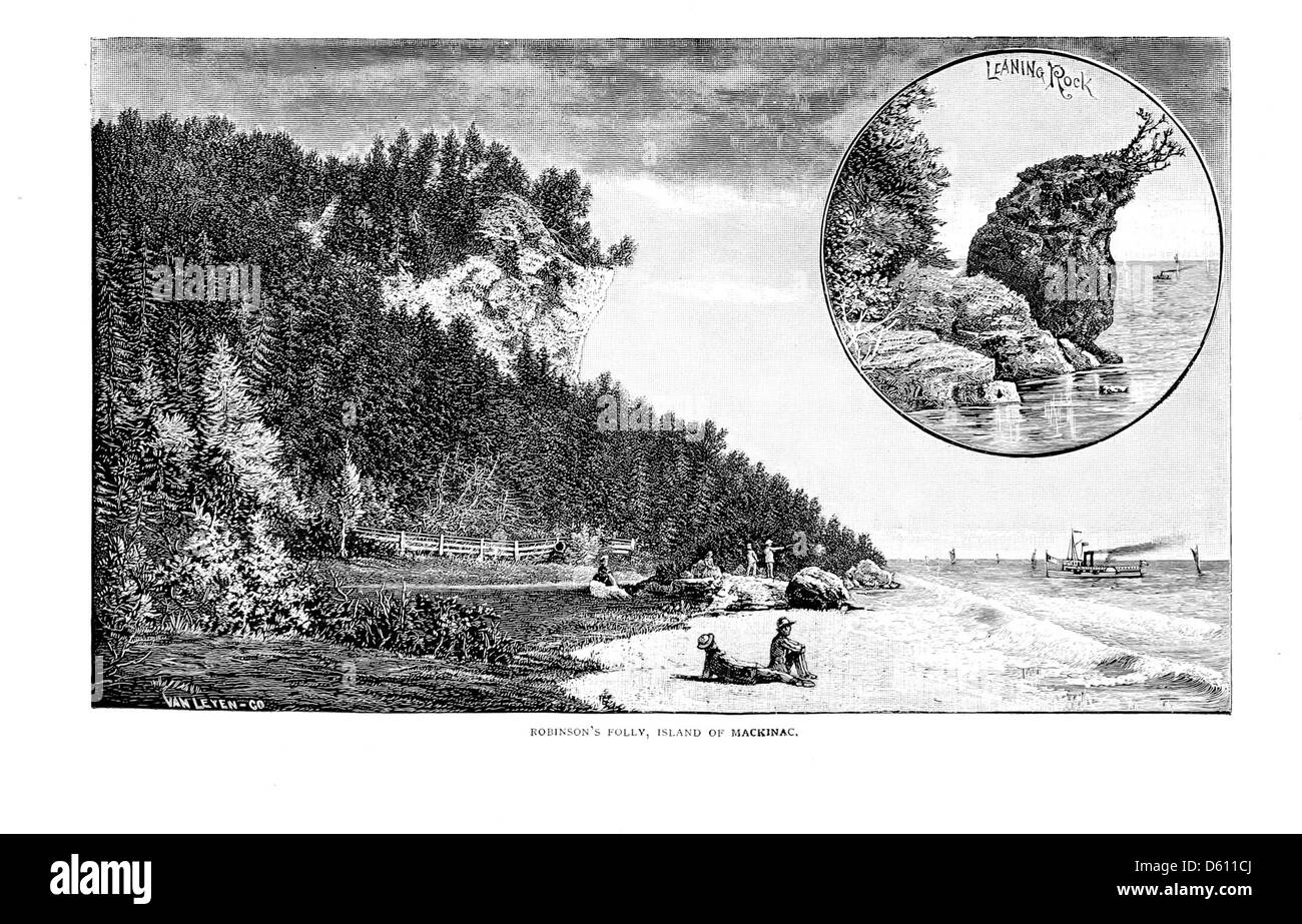 Un giro del lago di Mackinac pittoresca via D. & C (1890) Foto Stock