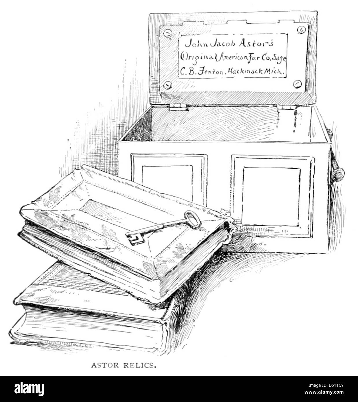 Una fotografia del 1890 che documenta un tour panoramico del lago a Mackinac Island attraverso la Detroit & Cleveland Navigation Company (D. & C). L'immagine cattura la bellezza naturale della zona e lo storico servizio di traghetto che ha portato i visitatori all'isola, una destinazione popolare per i viaggi di piacere alla fine del XIX secolo. Foto Stock