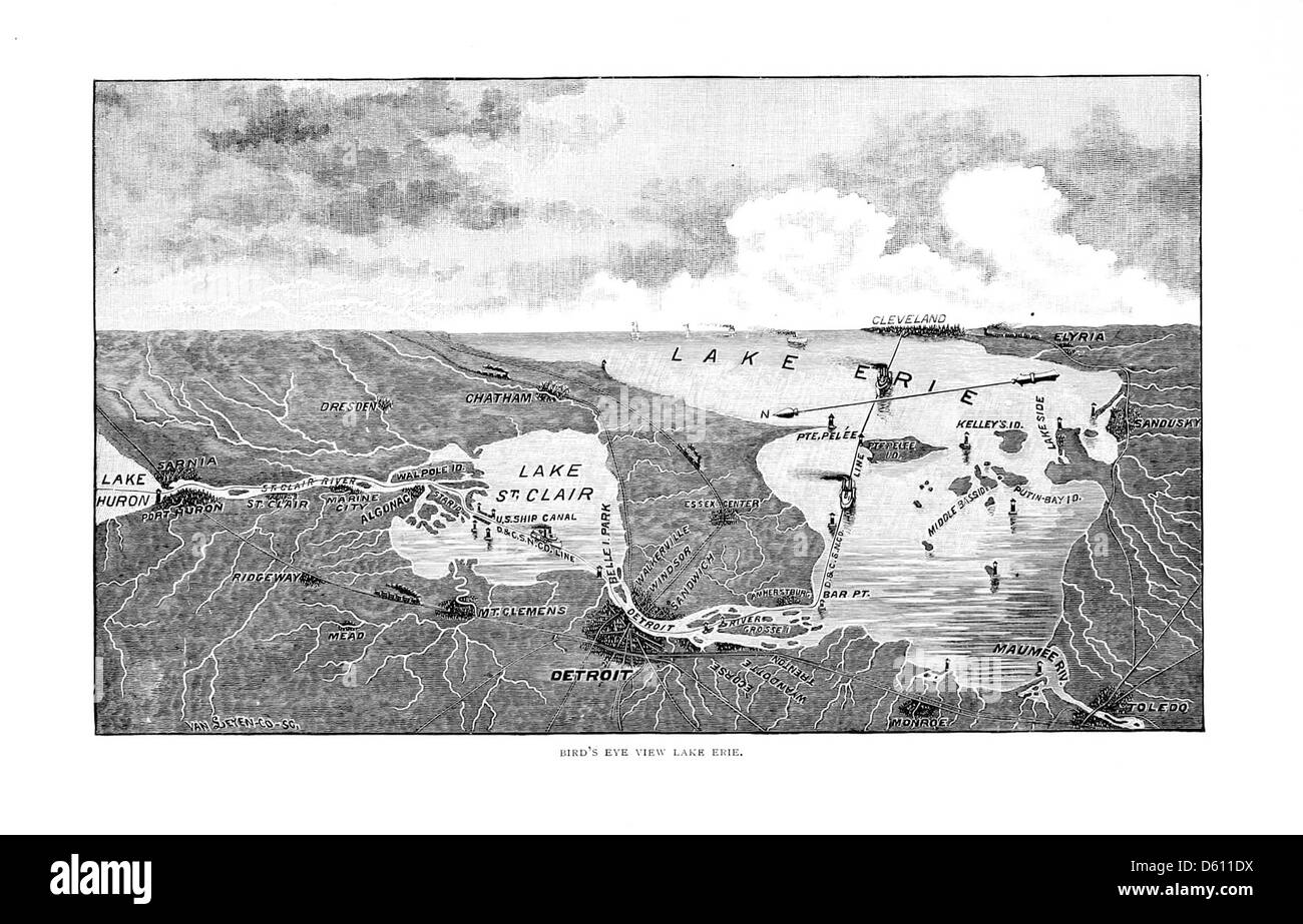 Una fotografia del 1890 che mostra un tour del lago alla pittoresca Mackinac, parte della linea D. & C. (Detroit & Cleveland). L'immagine cattura la bellezza panoramica del viaggio attraverso il lago Erie e il lago St. Clair, famose destinazioni turistiche durante il periodo. Foto Stock