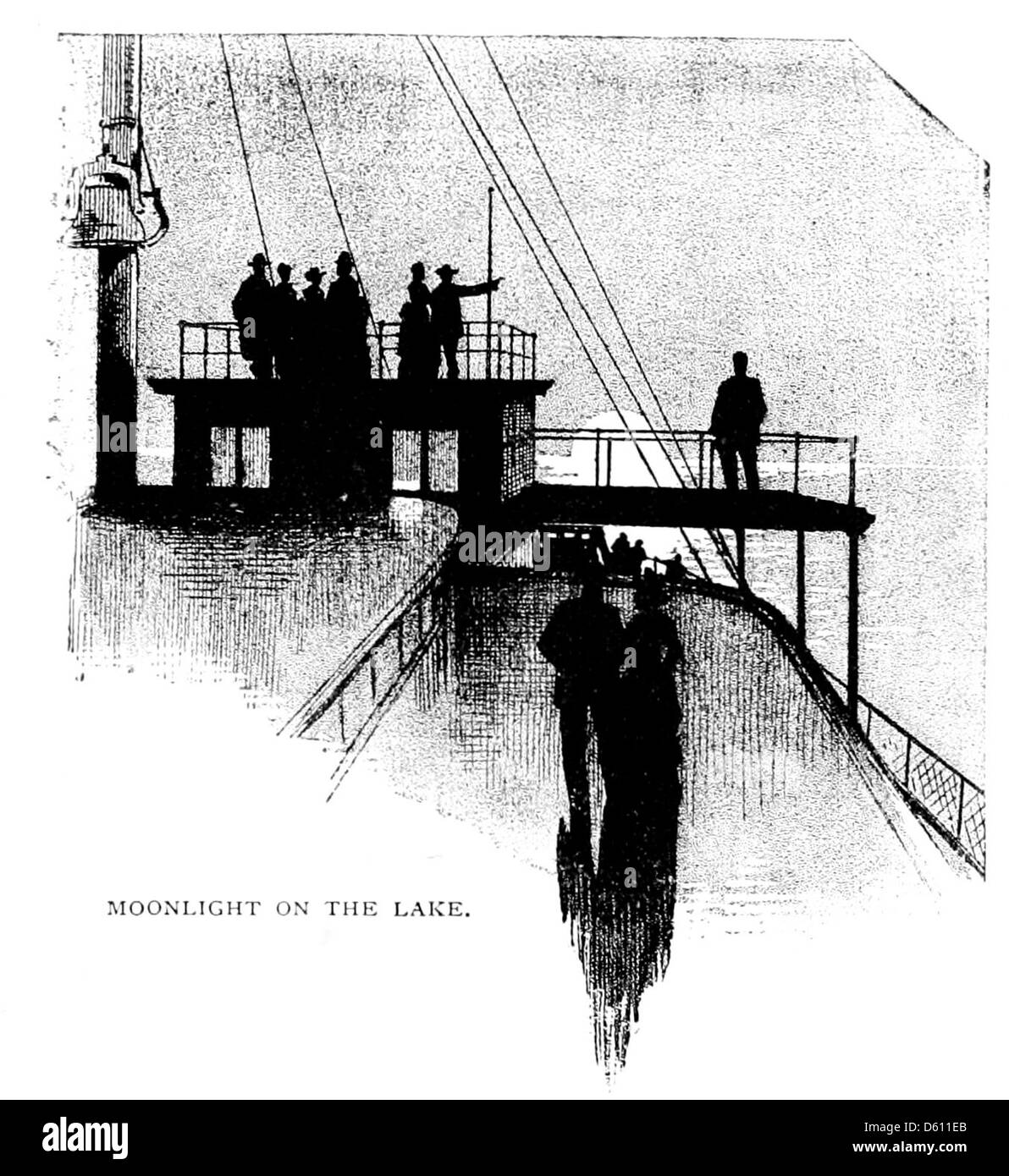 Questa immagine del 1890 mostra un tour panoramico del lago all'isola di Mackinac, sottolineando i pittoreschi paesaggi e la bellezza della regione. Il tour faceva parte delle offerte della Detroit and Cleveland Navigation Company, mostrando i viaggi sul lago. Foto Stock