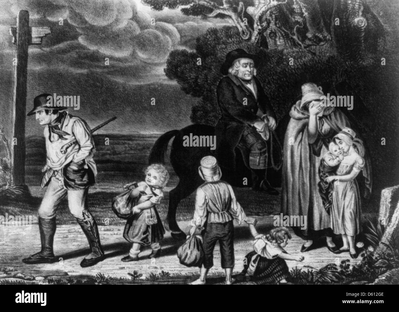 I progressi di dissoluzione: la famiglia in rovina. Annuncio per la temperanza dal 1841 Foto Stock