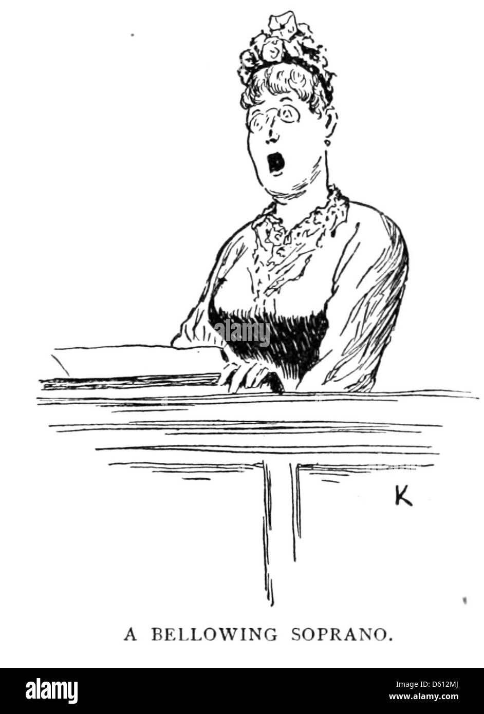 Una pubblicità vintage o un poster raffigurante un francese che canta in America, probabilmente promuovendo una performance teatrale o musicale. L'immagine cattura lo scambio interculturale tra la Francia e gli Stati Uniti durante la fine del XIX o l'inizio del XX secolo. Foto Stock