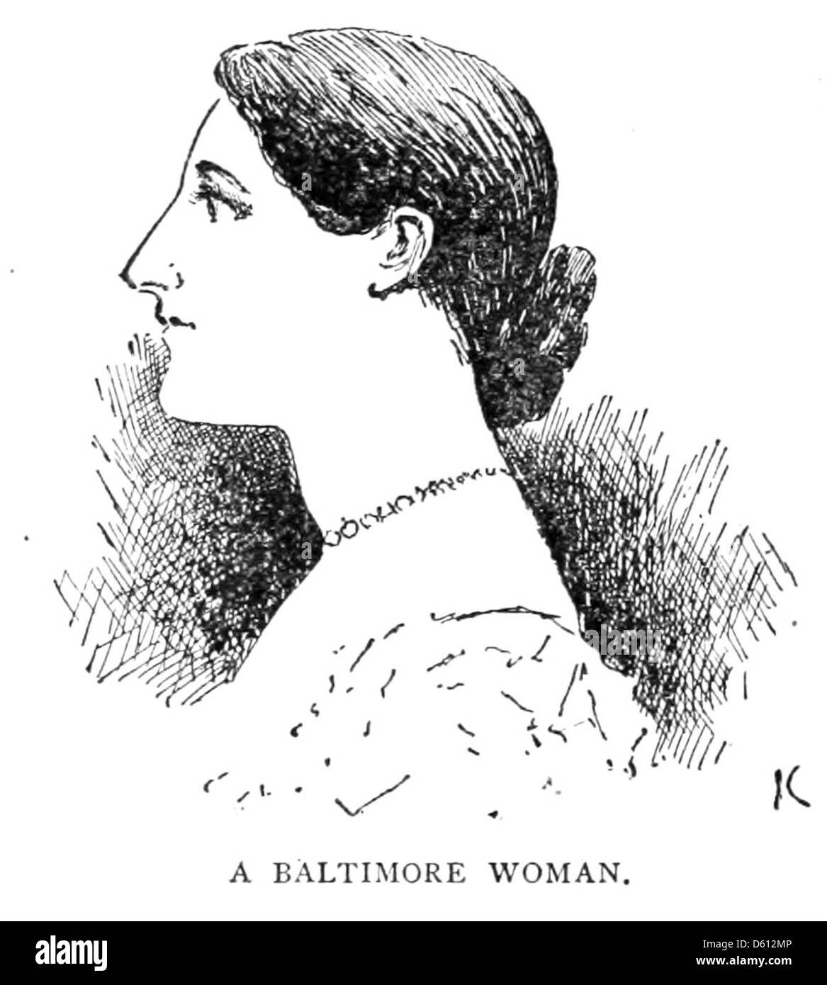 Un'immagine tratta dal libro "Un francese in America", che mostra scene di Baltimora, Maryland. La fotografia evidenzia i legami culturali e storici tra Stati Uniti e Francia durante il XIX secolo. Foto Stock