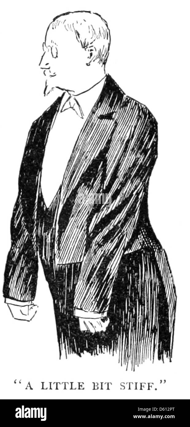 Questa immagine raffigura un francese vestito con un smoking mentre visitava l'America, mostrando la moda e l'abbigliamento formale dell'epoca. La fotografia riflette gli scambi culturali tra la Francia e l'America tra la fine del XIX e l'inizio del XX secolo. Foto Stock