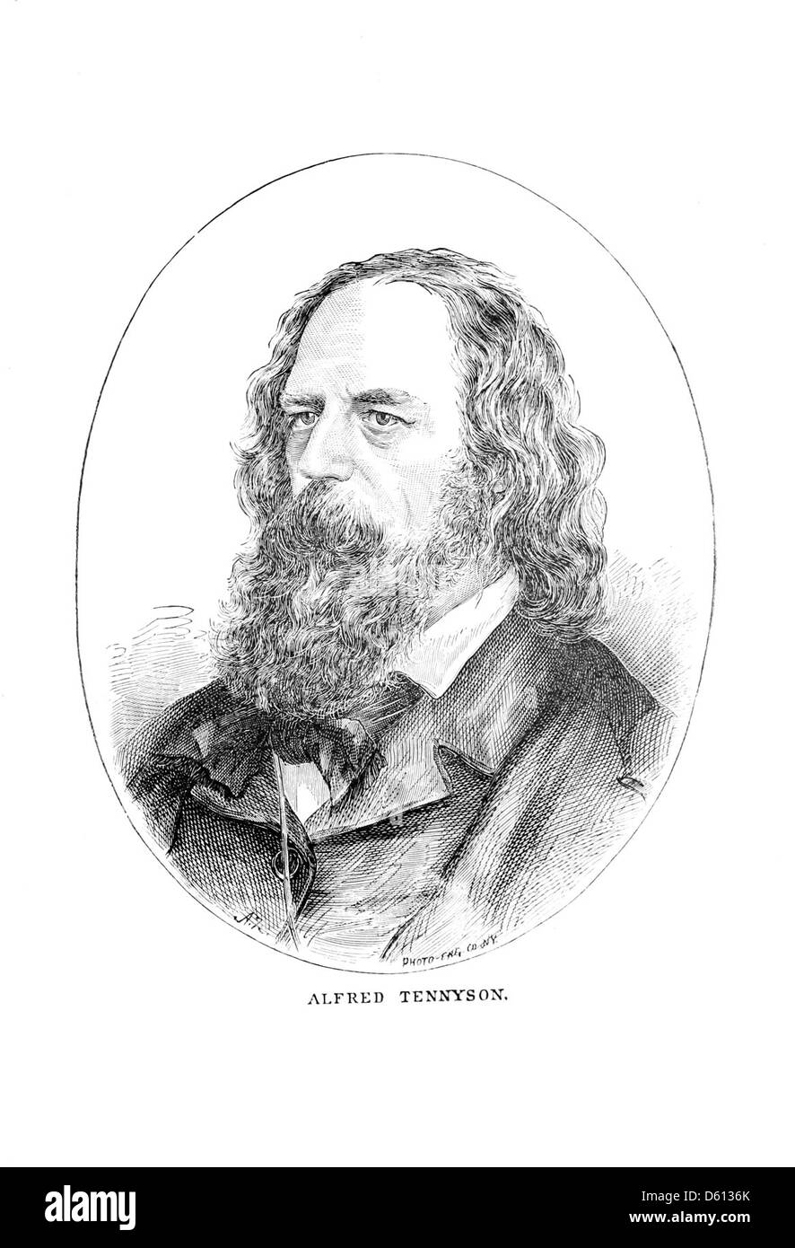Questa immagine tratta da "A Festival of Song" (1876) presenta un tributo ad Alfred Tennyson, che mostra l'eredità del poeta all'interno della tradizione letteraria inglese. Foto Stock
