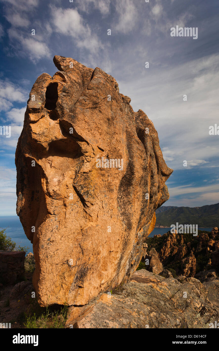 Francia, Corsica, Calanche, Porto, red rock paesaggio delle Calanche Foto Stock