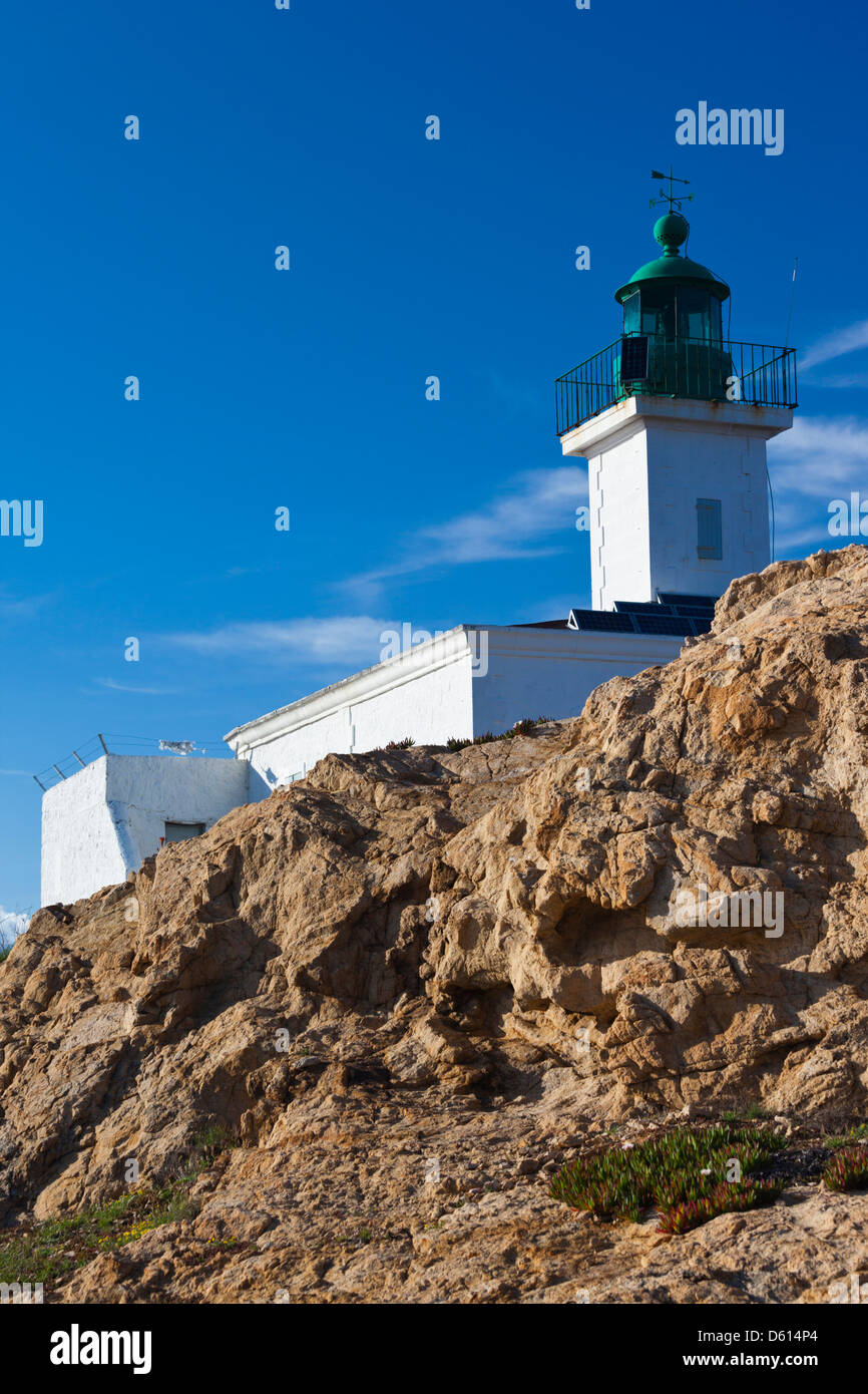 Francia, Corsica, la Balagne, Ile Rousse, Ile de la Pietra, faro Foto Stock