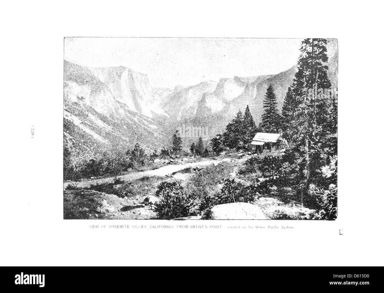 Questa pubblicazione del 1891 mostra le località panoramiche degli Stati Uniti occidentali, in particolare Artist's Point nella Yosemite Valley, California. L'area è rinomata per le sue viste mozzafiato, rendendola una destinazione popolare per i viaggiatori di salute e di piacere. Foto Stock