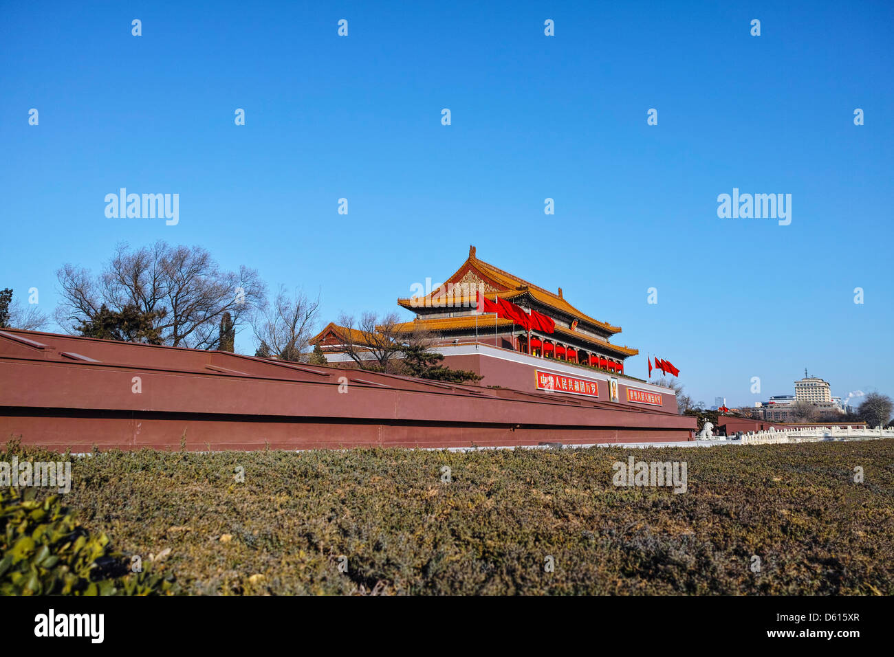 Torre di Tiananmen sotto il sole Foto Stock