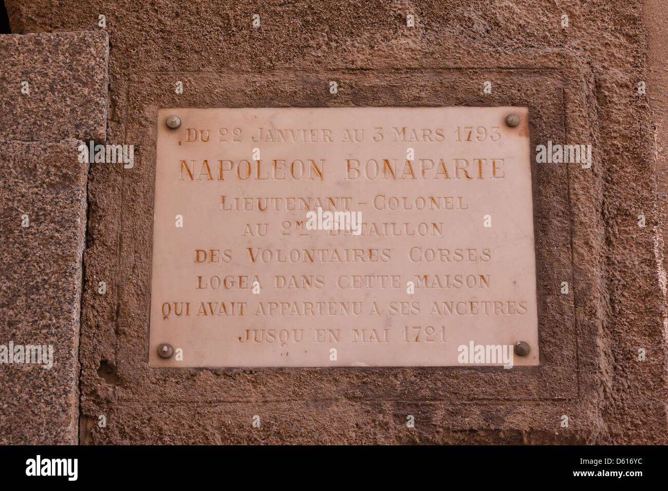 Francia, Corsica, Bonifacio, Maison Napoleone Bonaparte, casa una volta visitato da Napoleone Foto Stock