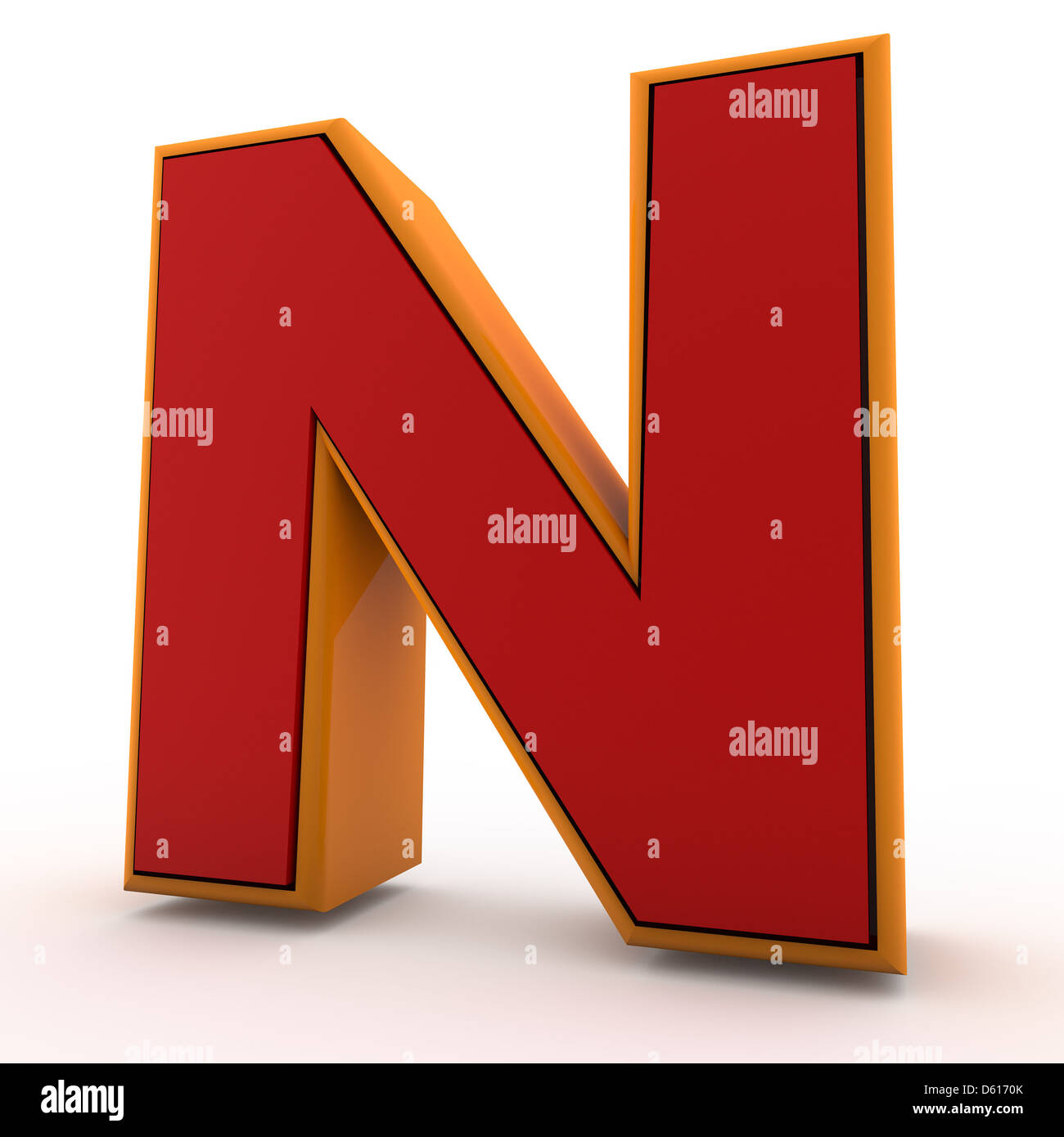 3d alfabeto, lettera N isolati su sfondo bianco Foto Stock