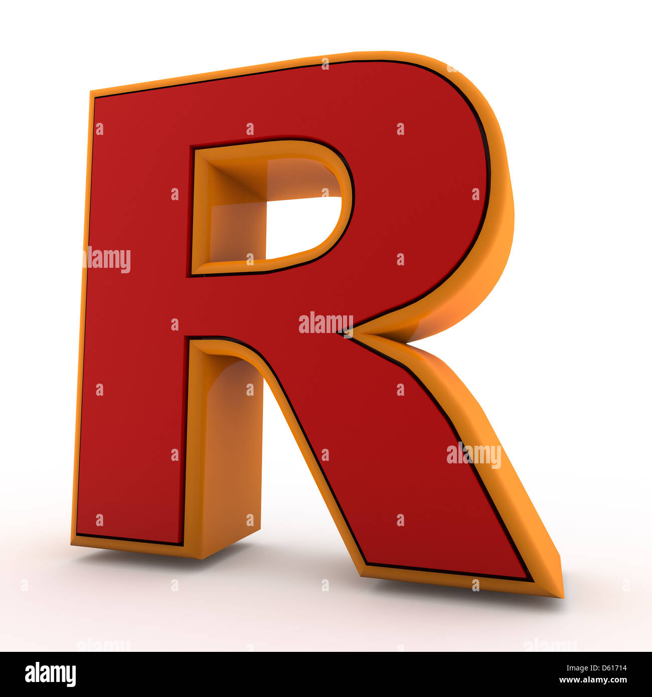 3d alfabeto, Lettera R isolato su sfondo bianco Foto Stock