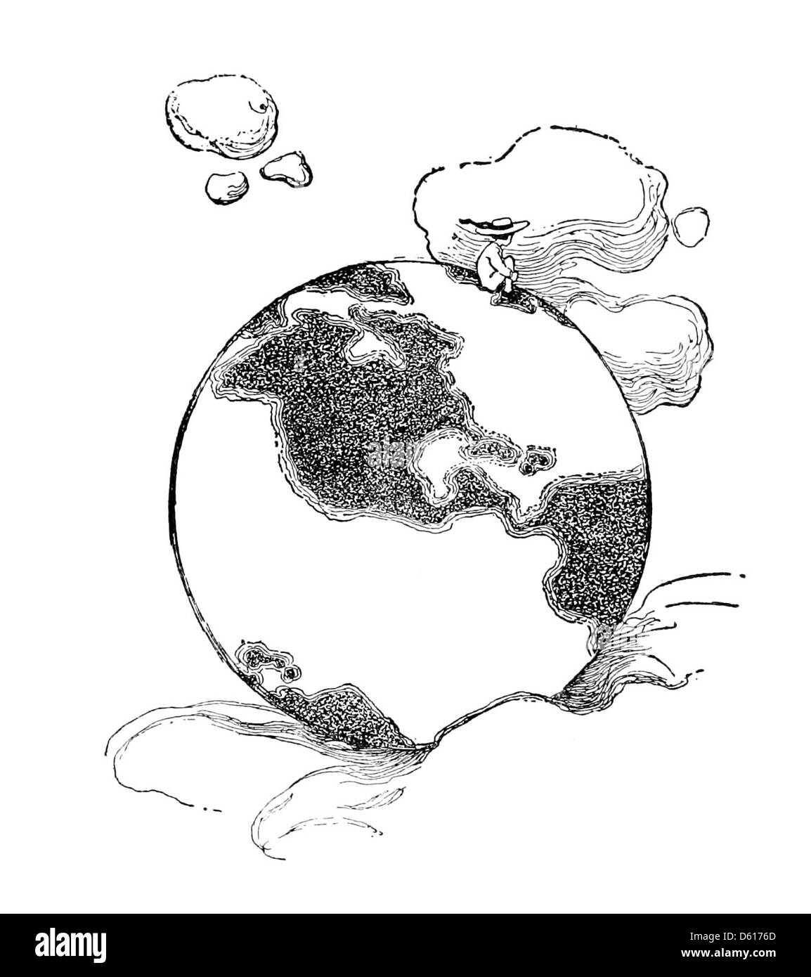 Un'illustrazione tratta dall'edizione 1905 di "Un giardino dei versi per bambini", con una rappresentazione stravagante di un bambino che gioca in un giardino. L'immagine enfatizza i temi dell'innocenza infantile, della natura e dell'immaginazione, allineandosi con l'opera poetica di Robert Louis Stevenson che celebra la semplicità e la bellezza della visione del mondo di un bambino. Foto Stock