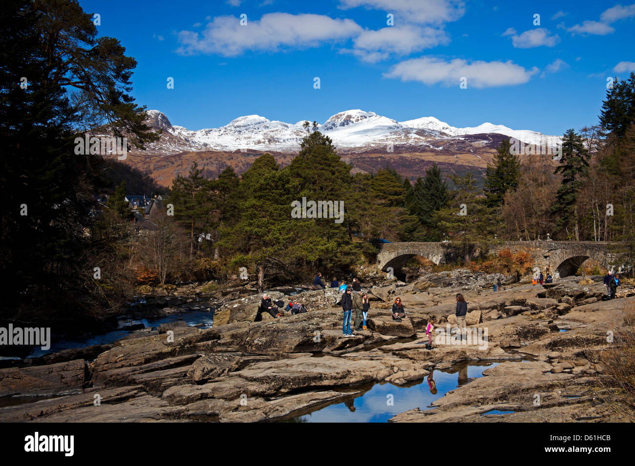 Killin Falls of Dochart, Scotland Regno Unito Foto Stock