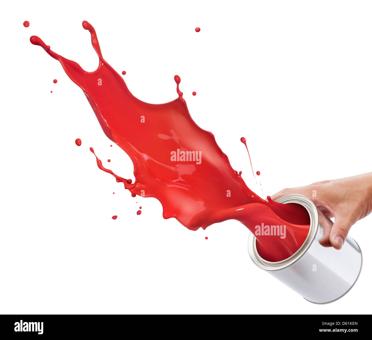 Versando la vernice rossa dal suo cucchiaio creazione di splash Foto Stock