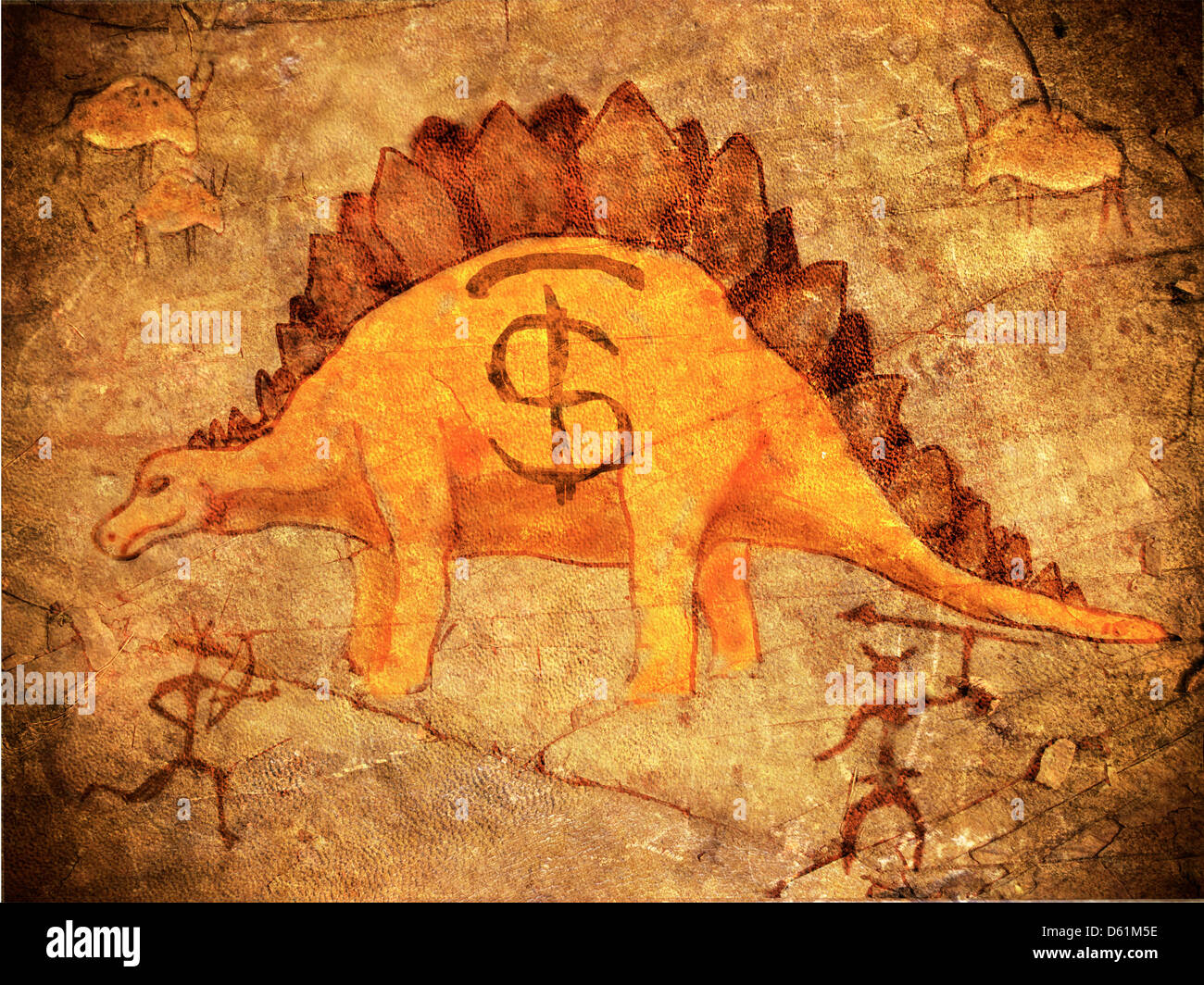 Preistoria salvadanaio con dinosauro Foto Stock