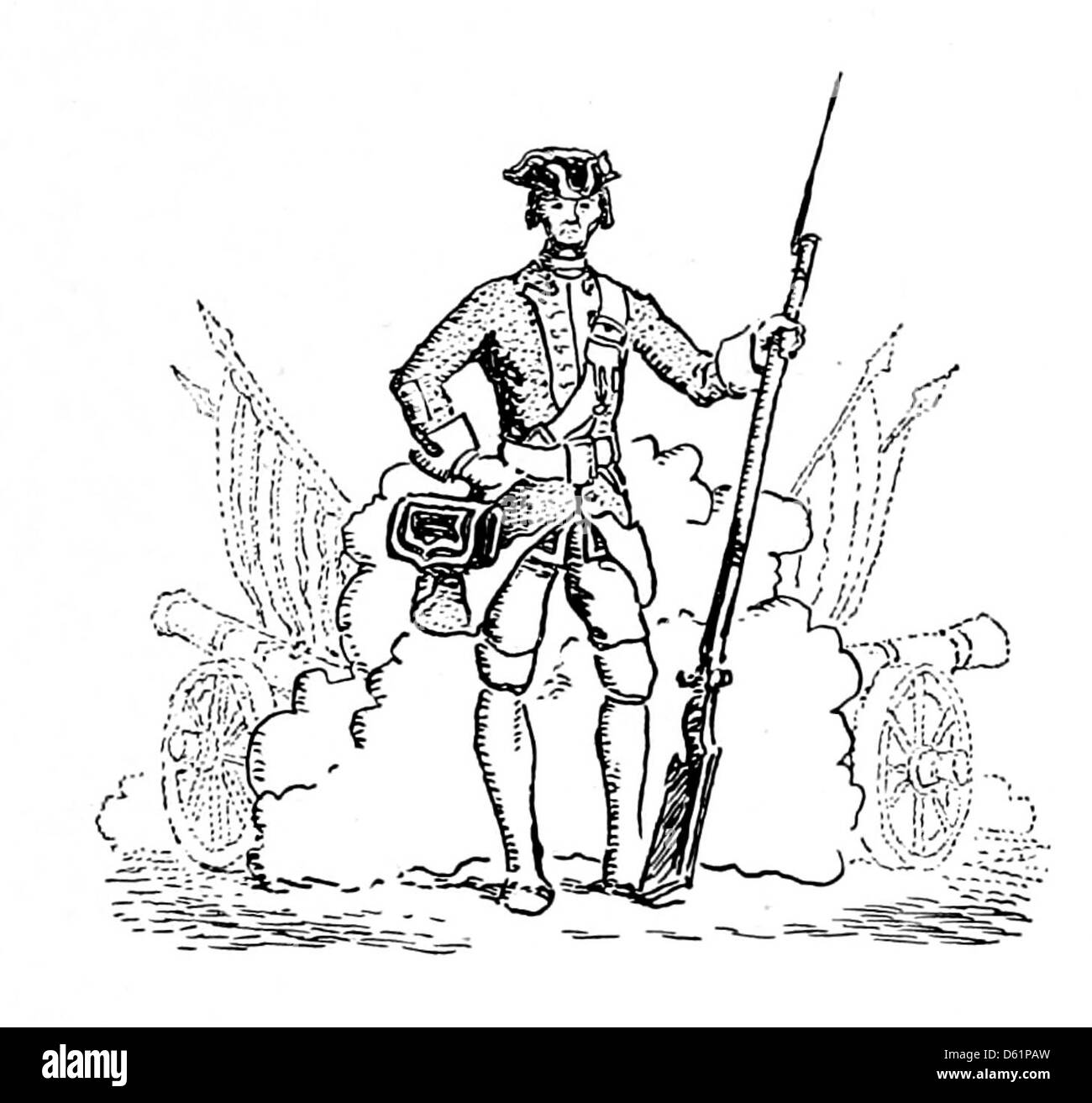 Un'illustrazione tratta da "A Revolutionary Pilgrimage" (1917), raffigurante eventi chiave e figure delle guerre rivoluzionarie americane e inglesi, con particolare attenzione ai momenti storici del periodo rivoluzionario. Foto Stock