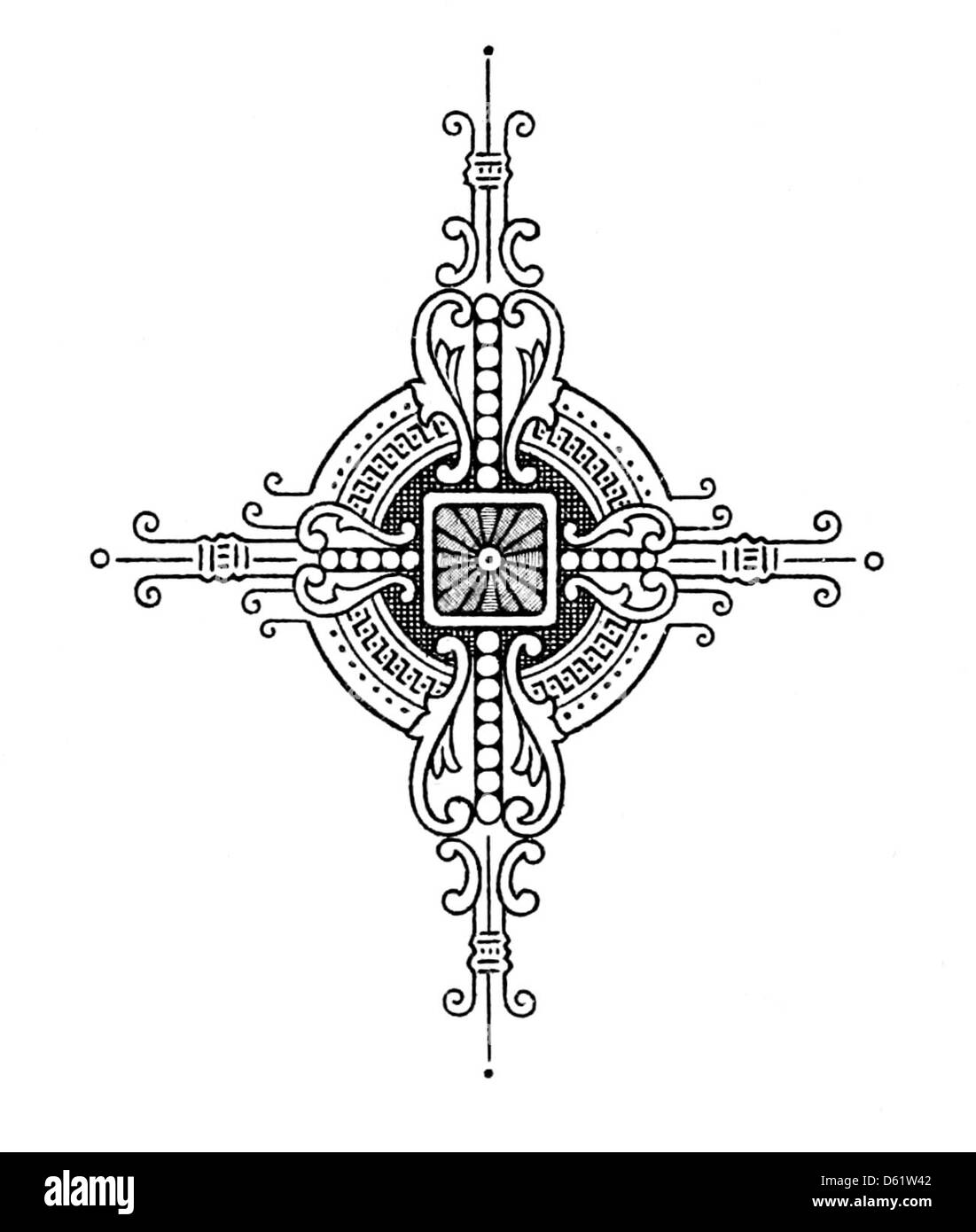 Un libro di compleanno di Dickens del 1904 che presenta un "dingbat" decorativo fiorisce, celebrando le opere e l'eredità di Charles Dickens, probabilmente illustrato con elementi di epoca vittoriana. Foto Stock