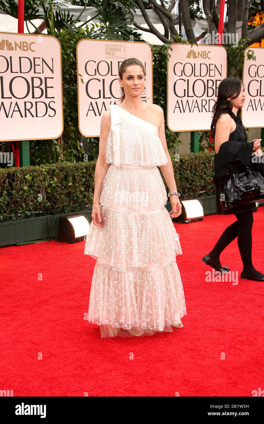 Amanda Peet sessantanovesima Annuale di Golden Globe Awards (Golden Globes 2012) presso il Beverly Hilton Hotel - Gli arrivi di Los Angeles, Foto Stock