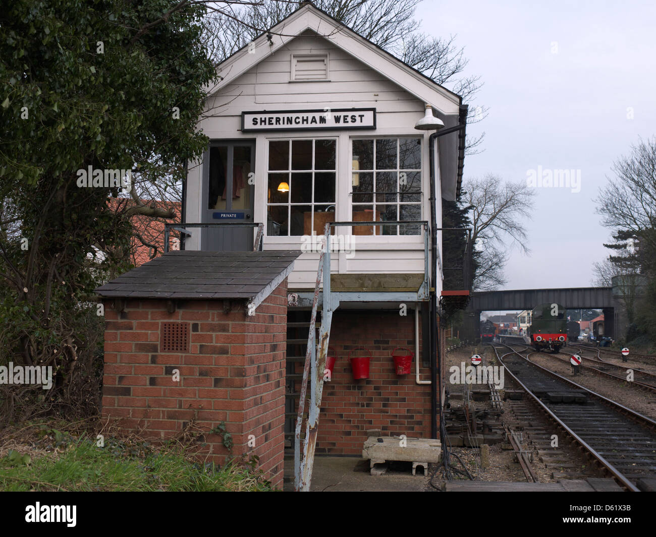 Sheringham West casella segnale, North Norfolk ferroviaria Gala di primavera 2011 Foto Stock