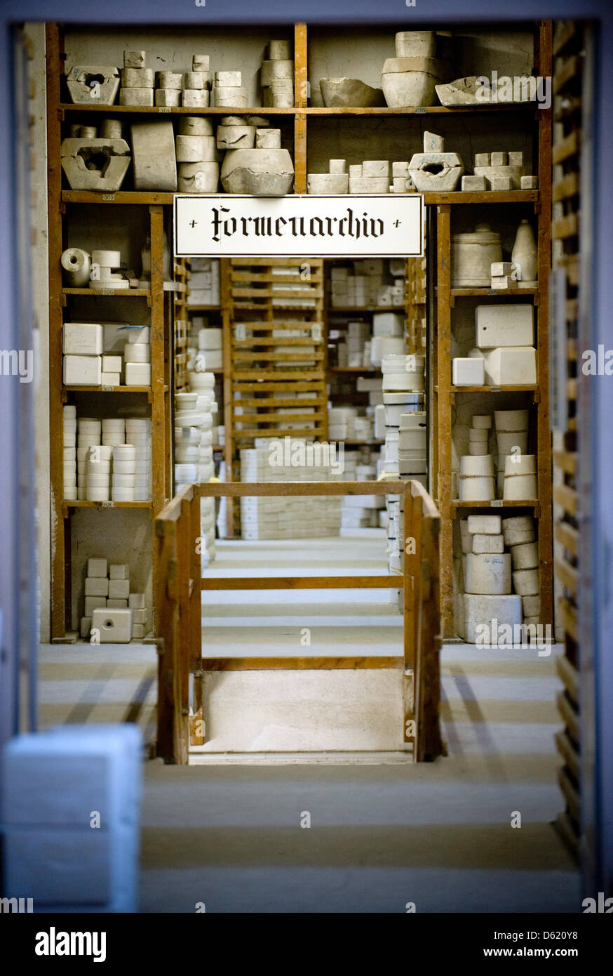 Il modulo archivio di Meissen cina fabbricazione è raffigurato nella Meissen, Germania, 8 Dicembre 201. Foto: Martin Foerster Foto Stock