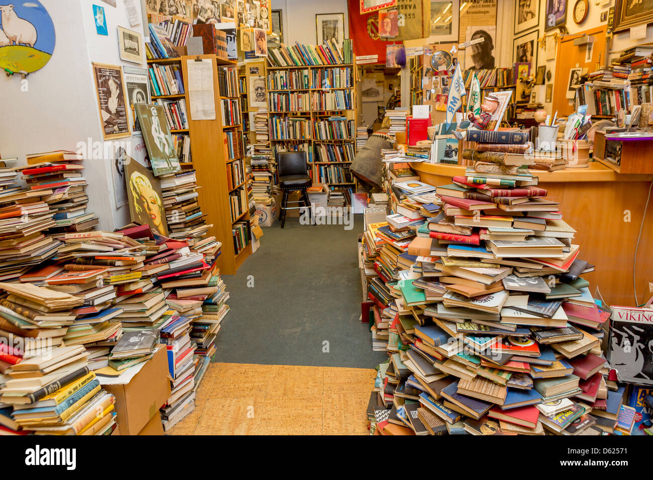 Libro usato store, Reykjavik, Islanda Foto Stock