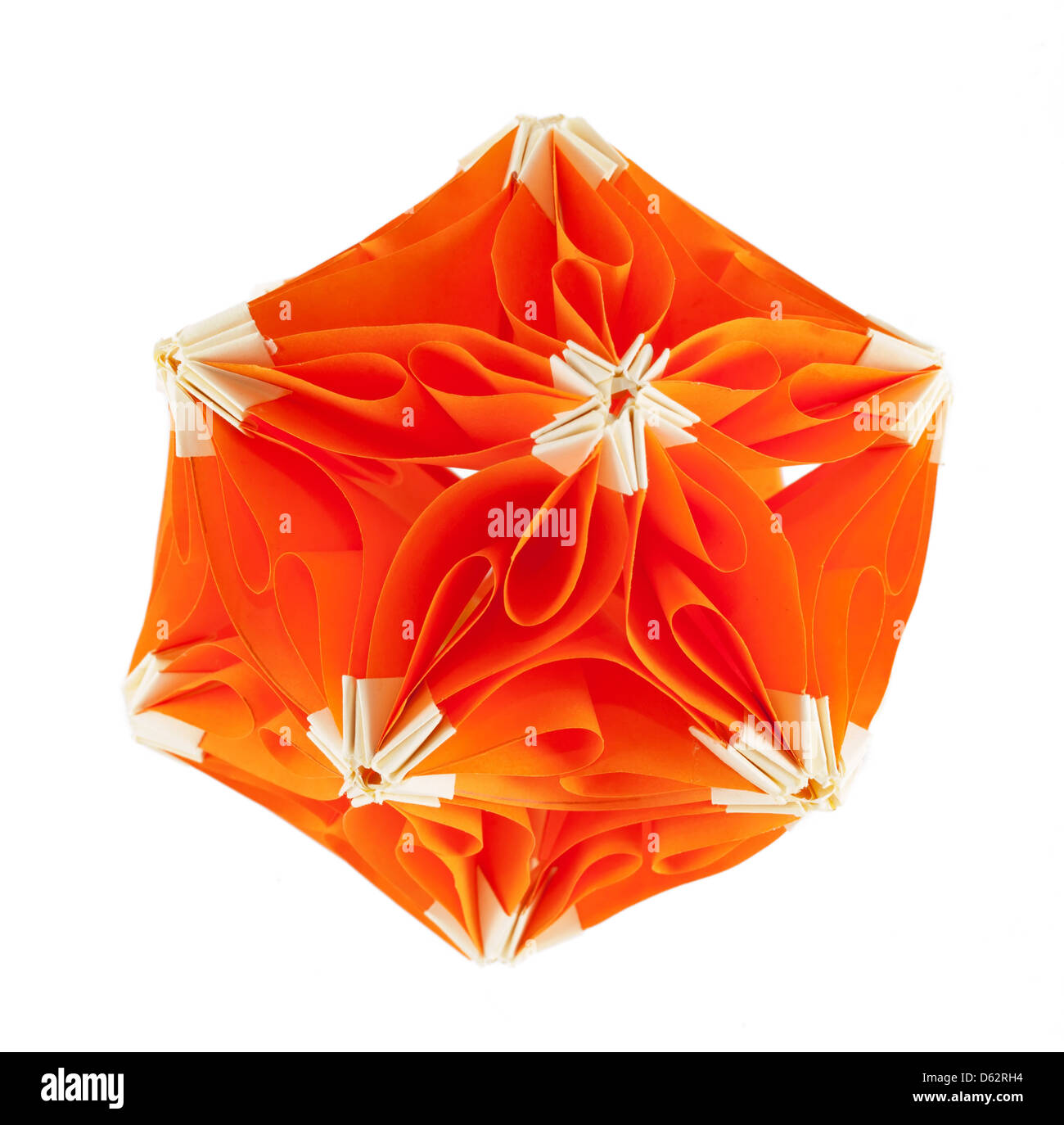 Carta arancione kusudama origami Foto Stock