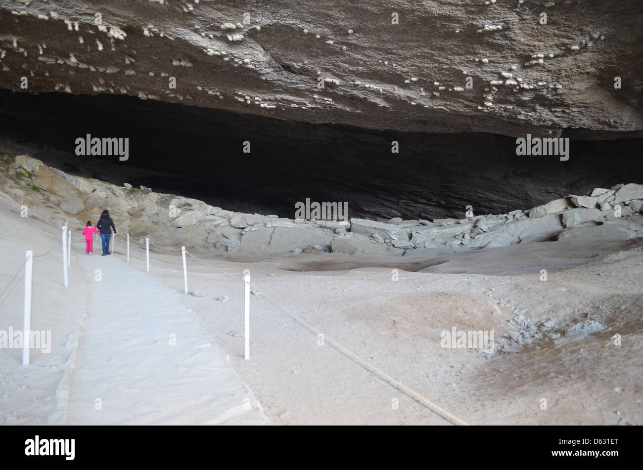 Caverna di Milodon, un Monumento Naturale situato nella Patagonia cilena, 24 km a nord-ovest di Puerto Natales e 270 km a nord di Punta Arenas. Il Cile. Foto Stock