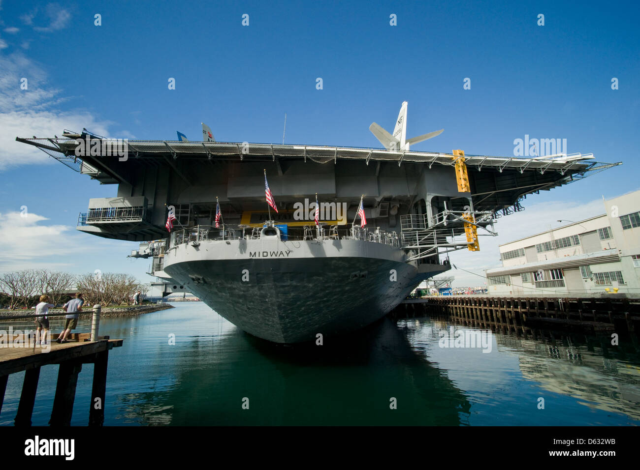 La poppa della USS Midway portaerei basato a San Diego in California Foto Stock