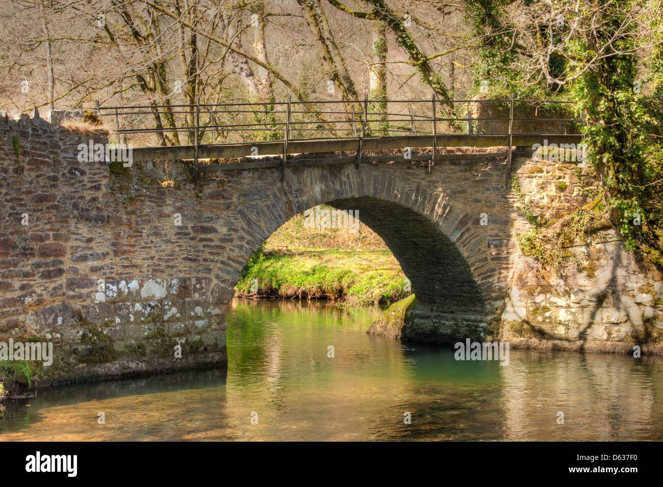 Grenofen ponte sopra il fiume Walkham in Dartmoor Devon, Inghilterra, Regno Unito Foto Stock