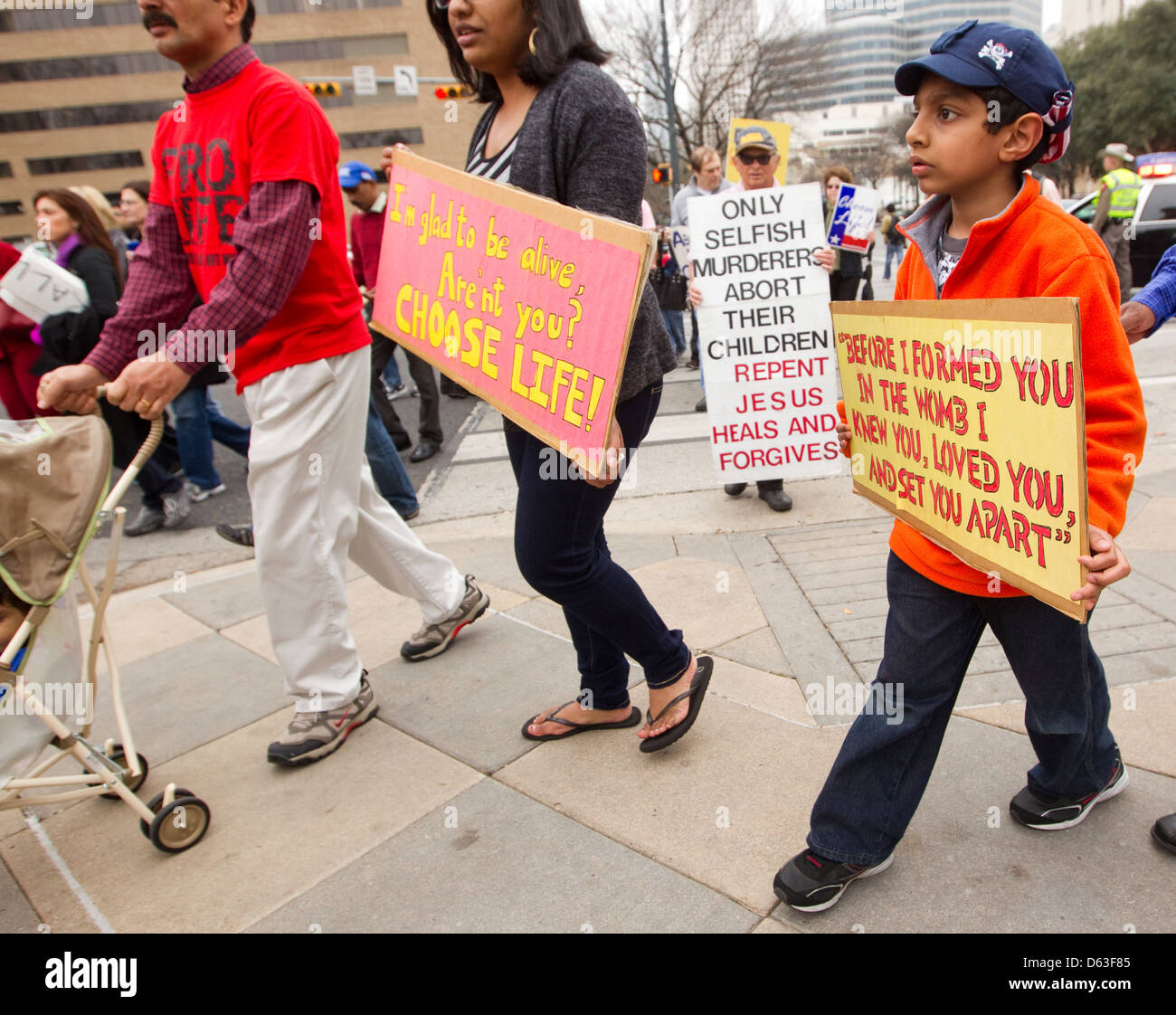 Anti-aborto, pro-vita di cittadini e clero partecipare al rally il Texas Capitol di Austin in Texas Foto Stock