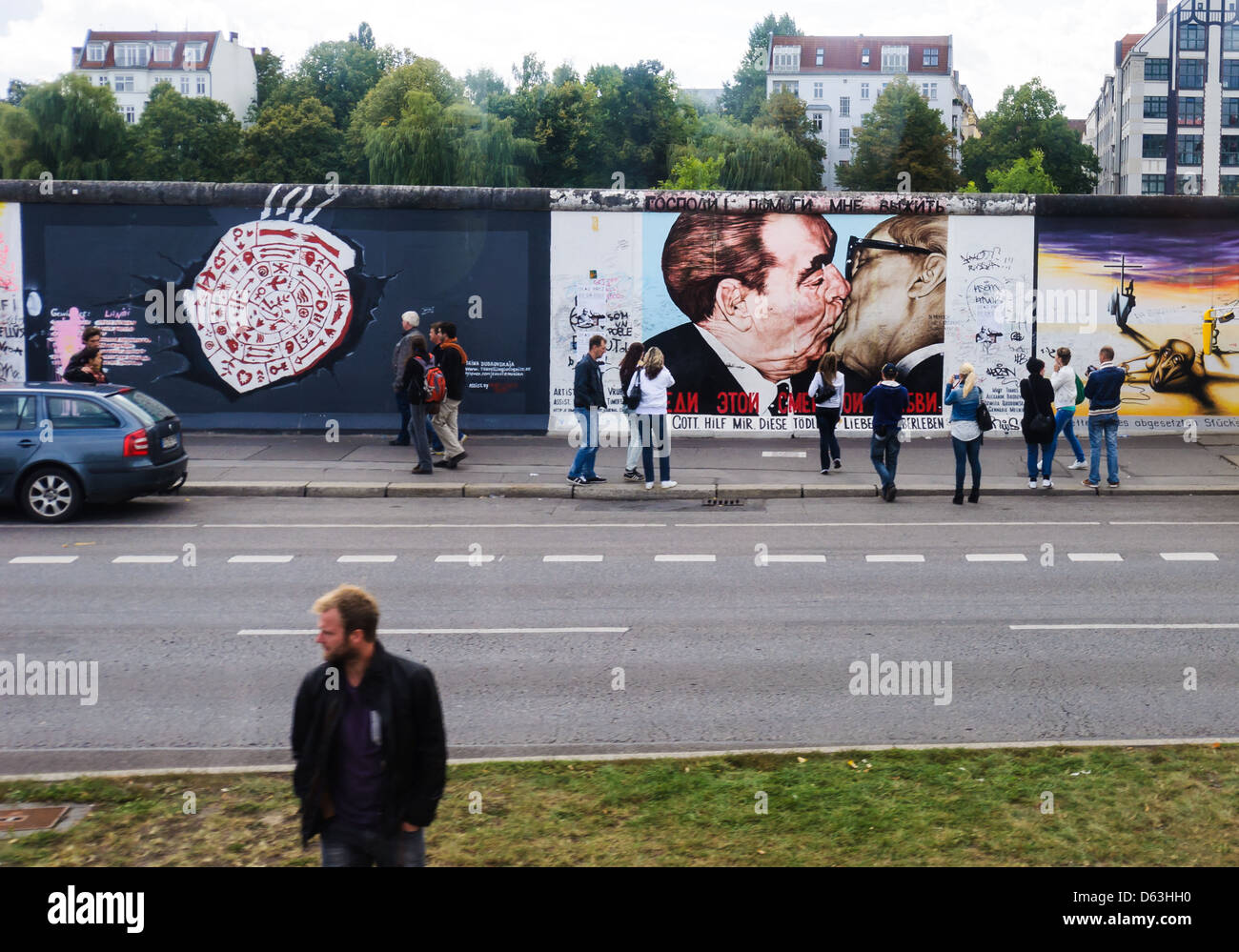 Brezhnev - Honecker kiss - muro di Berlino. Germania. Foto Stock