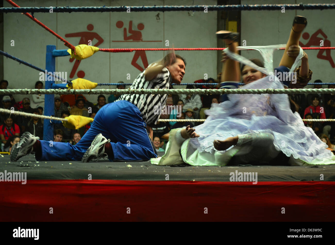 Femmina azione di wrestling a La Paz, in Bolivia Foto Stock