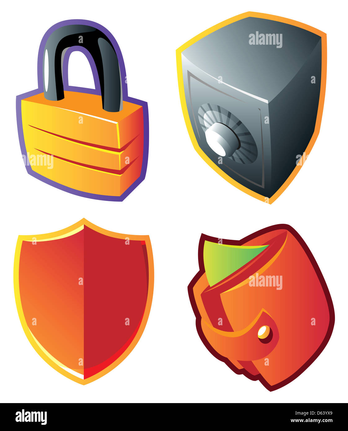 Icone colorate: le finanze e la sicurezza Foto Stock