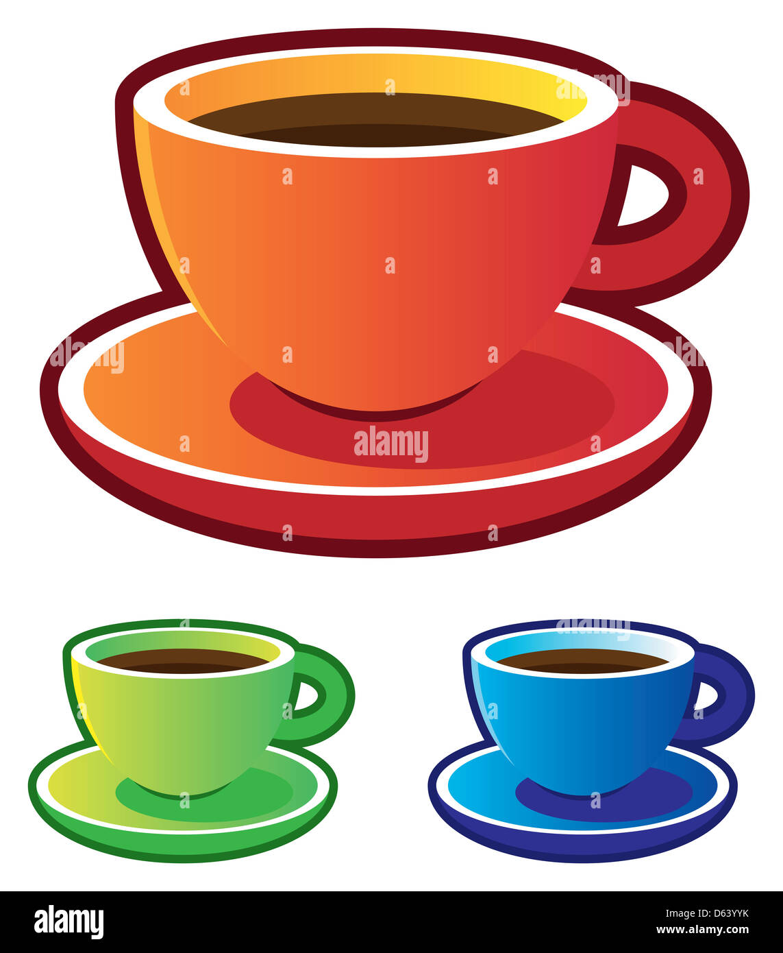 Icone colorate: tazze da caffè Foto Stock