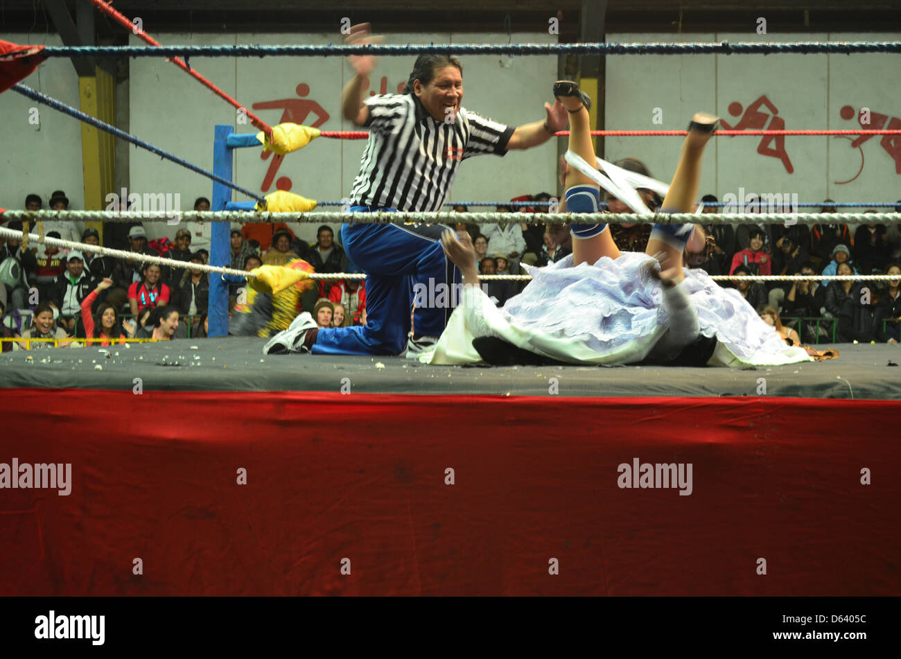 Femmina azione di wrestling a La Paz, in Bolivia Foto Stock