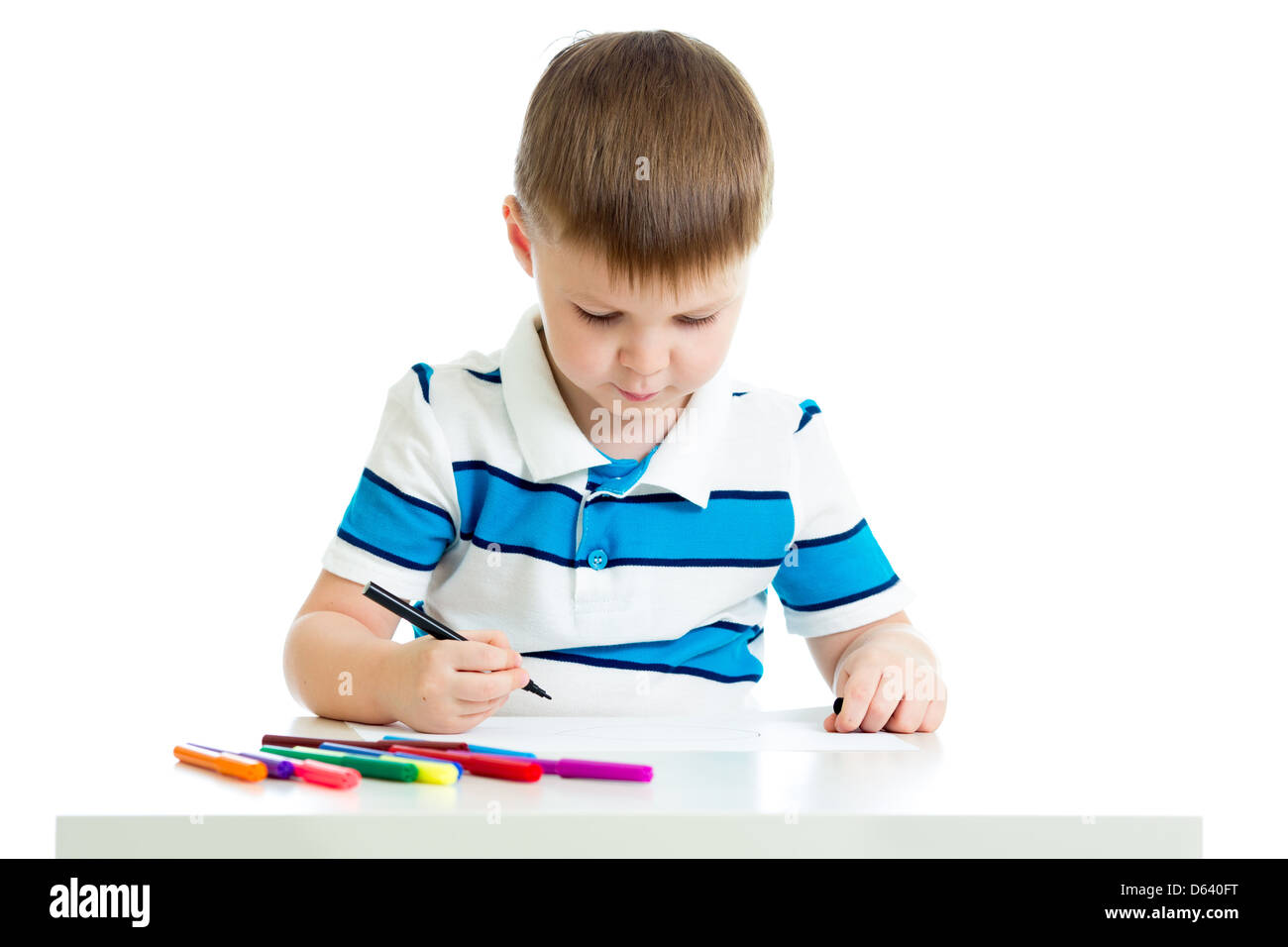 Bambino ragazzo colore per il disegno pennarello Foto Stock