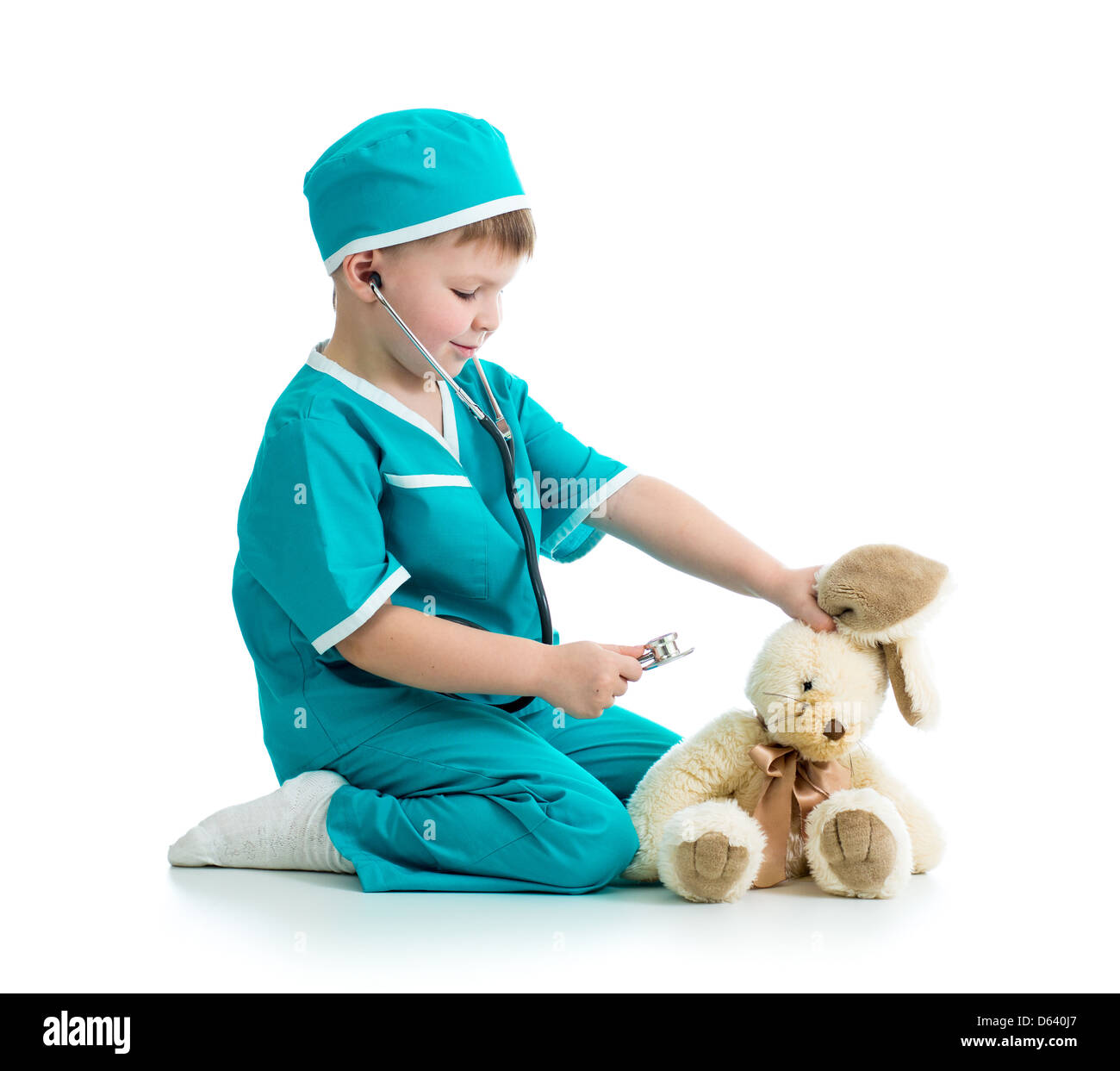 Boy kid riproduzione medico con toy Foto Stock