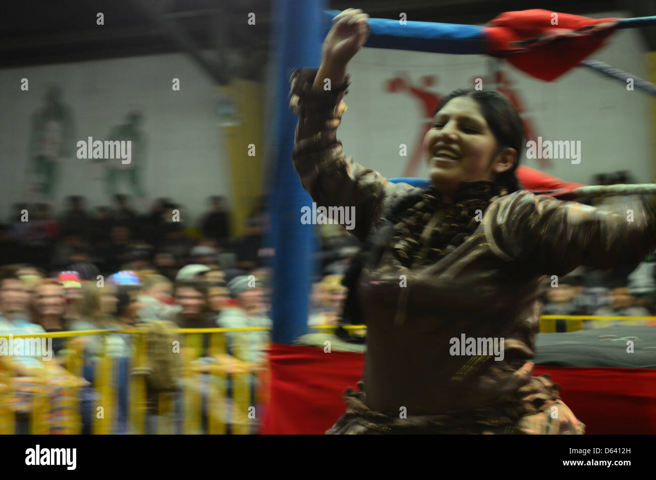 Femmina azione di wrestling a La Paz, in Bolivia Foto Stock