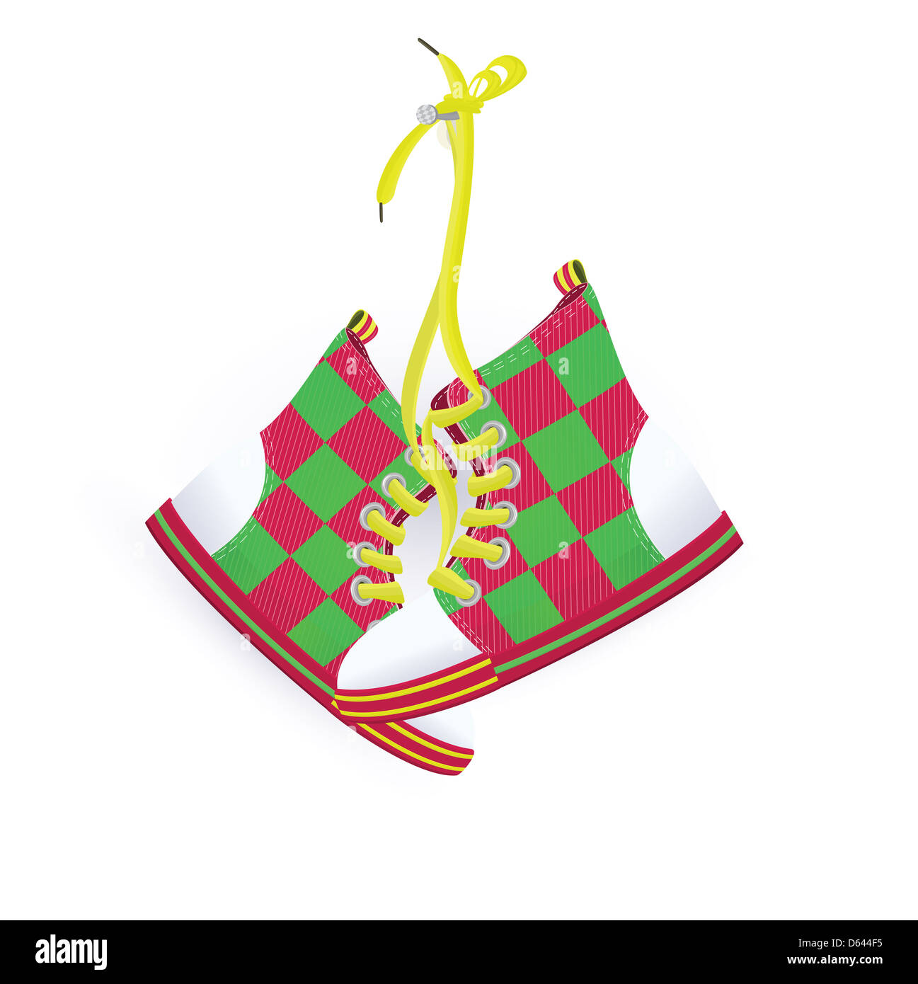 Due sneakers appesa al chiodo Foto Stock