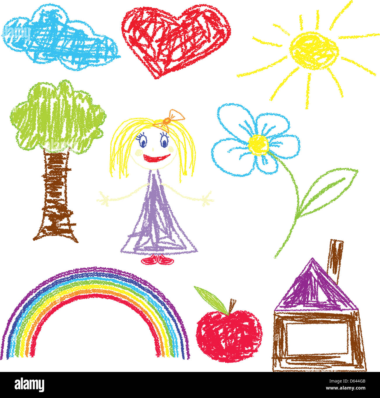 Crayon addolorato icona ragazza Foto Stock