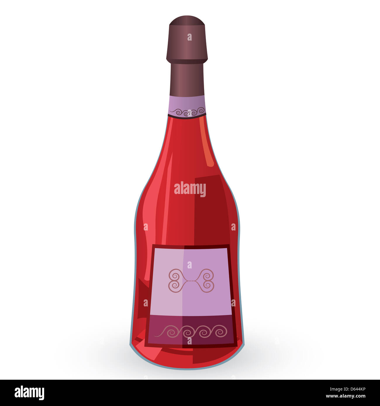 Bottiglia di vino rosa illustrazione raster Foto Stock