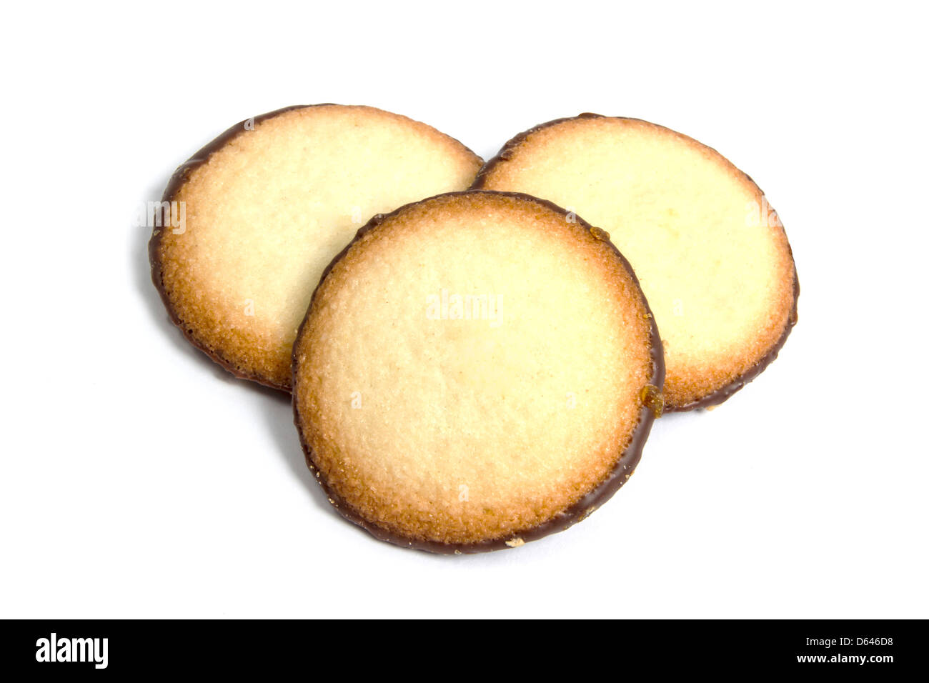 Deliziosi biscotti al cioccolato isolato su sfondo bianco Foto Stock