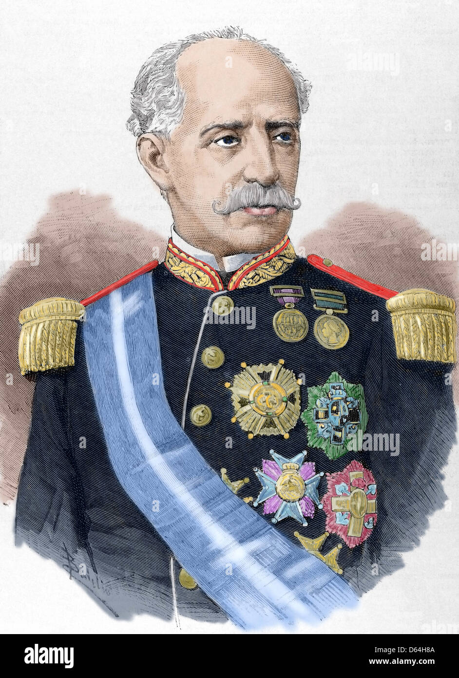 Ignacio María del Castillo (1817-1893). Lo spagnolo militare e politico. Incisione colorata. Foto Stock