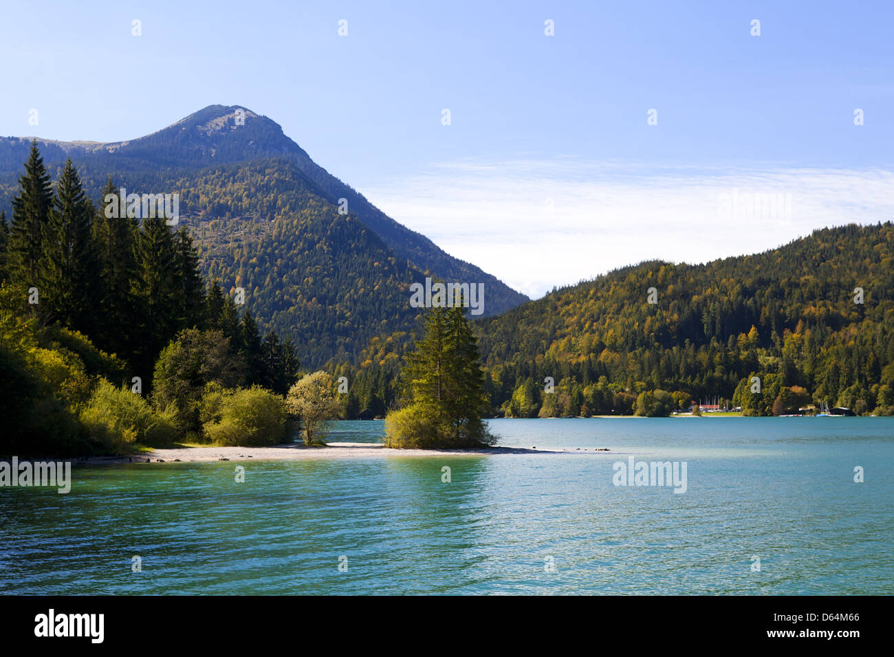 Walchensee nelle Alpi Bavaresi, Germania Foto Stock