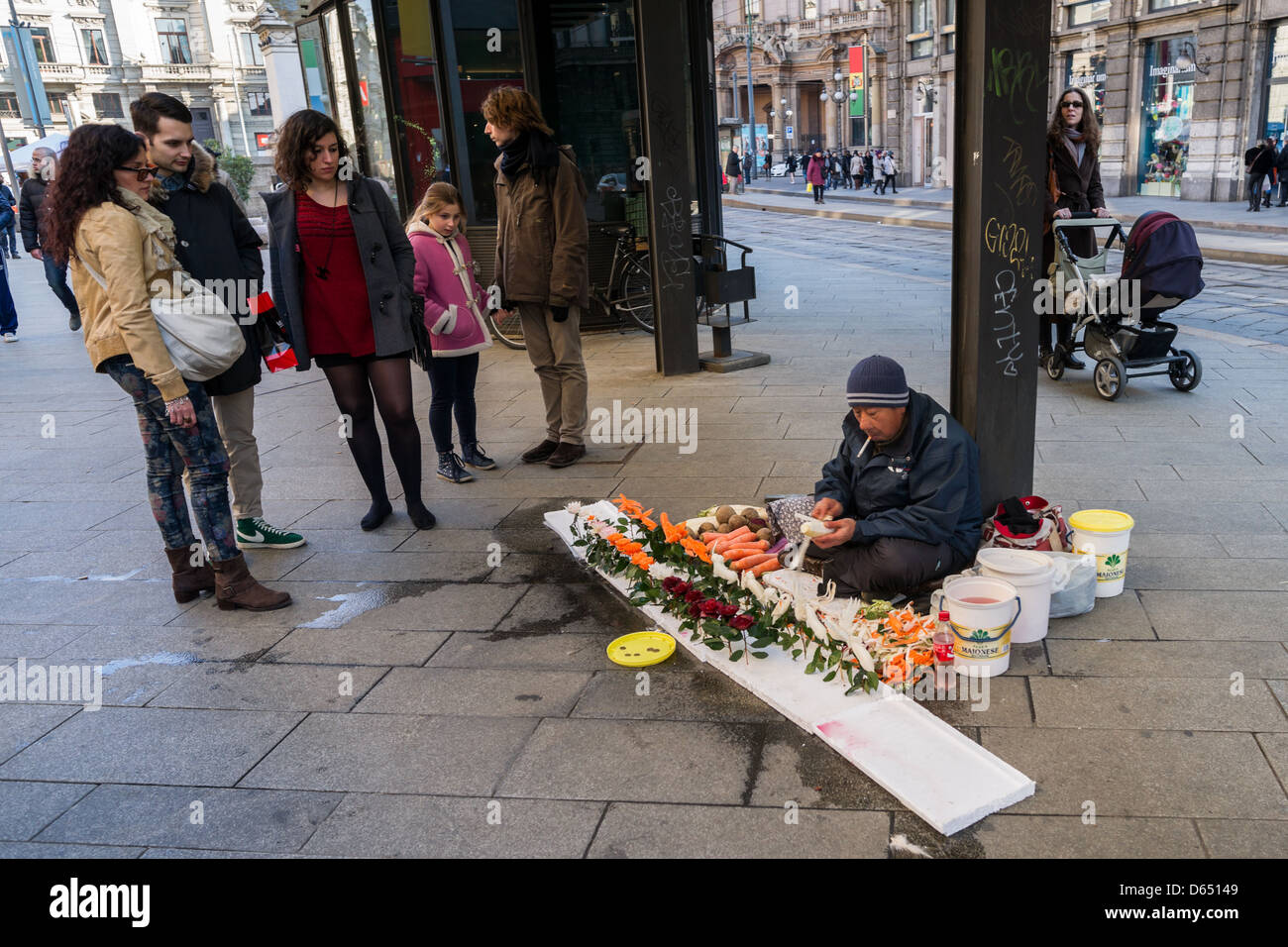 Venditore ambulante in Milano, Italia Foto Stock