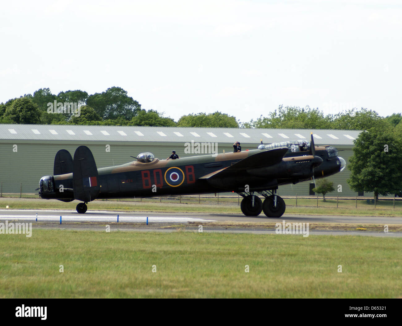 Bombardiere Lancaster decollare guerra mondiale 2 in aereo Foto Stock