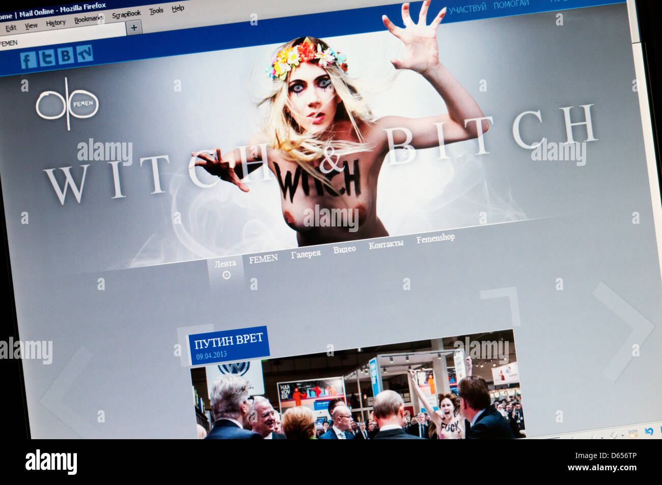 Sito web di FEMEN femminista ucraino gruppo di protesta. Foto Stock